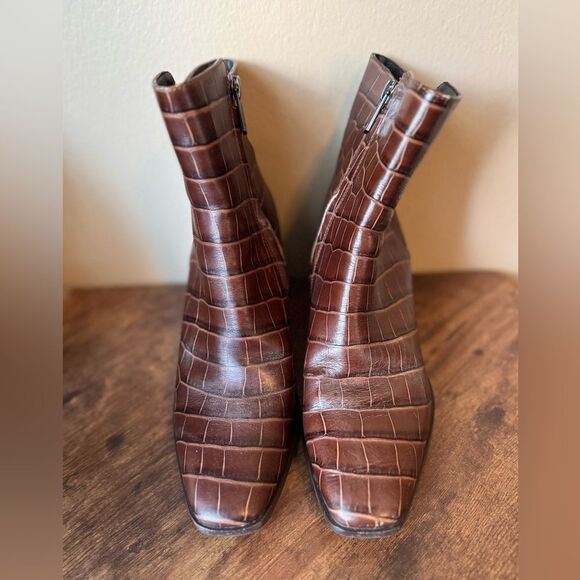 Same Edelman Cari Brown Embossed print Booties size 8.5 - Picture 11 of 12
